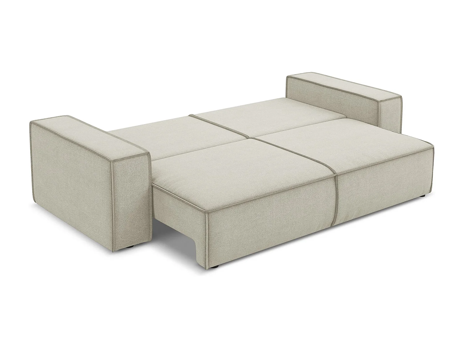 Canapé 3 places convertible en tissu texturé - beige clair - KIMO