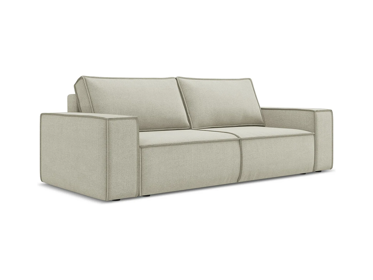Canapé 3 places convertible en tissu texturé - beige clair - KIMO