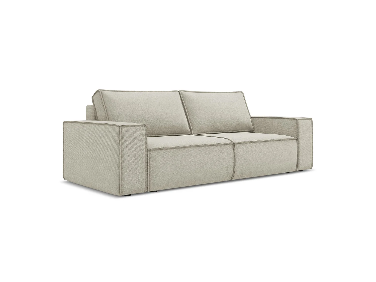 Canapé 3 places convertible en tissu texturé - beige clair - LIVORNO