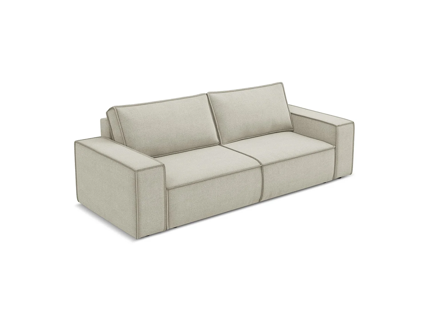 Canapé 3 places convertible en tissu texturé - beige clair - LIVORNO