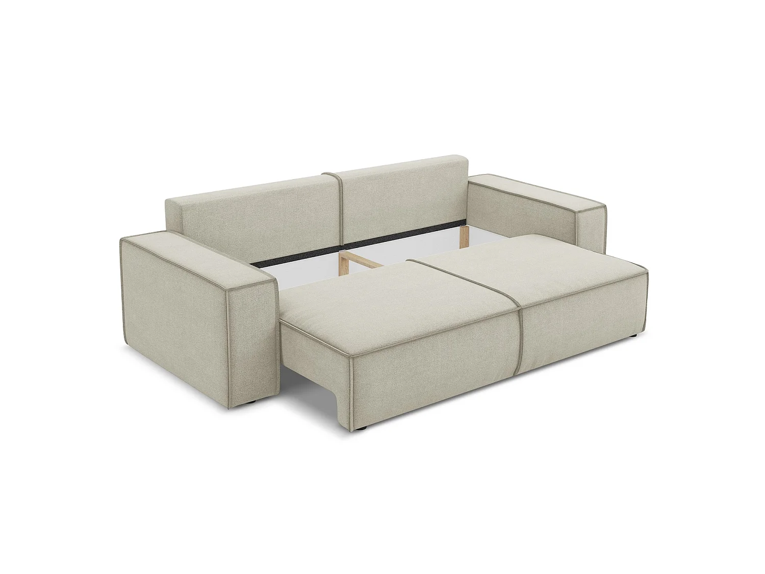 Canapé 3 places convertible en tissu texturé - beige clair - LIVORNO