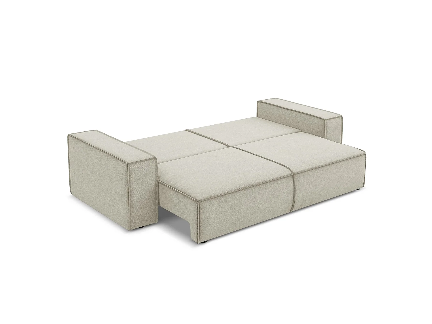 Canapé 3 places convertible en tissu texturé - beige clair - LIVORNO