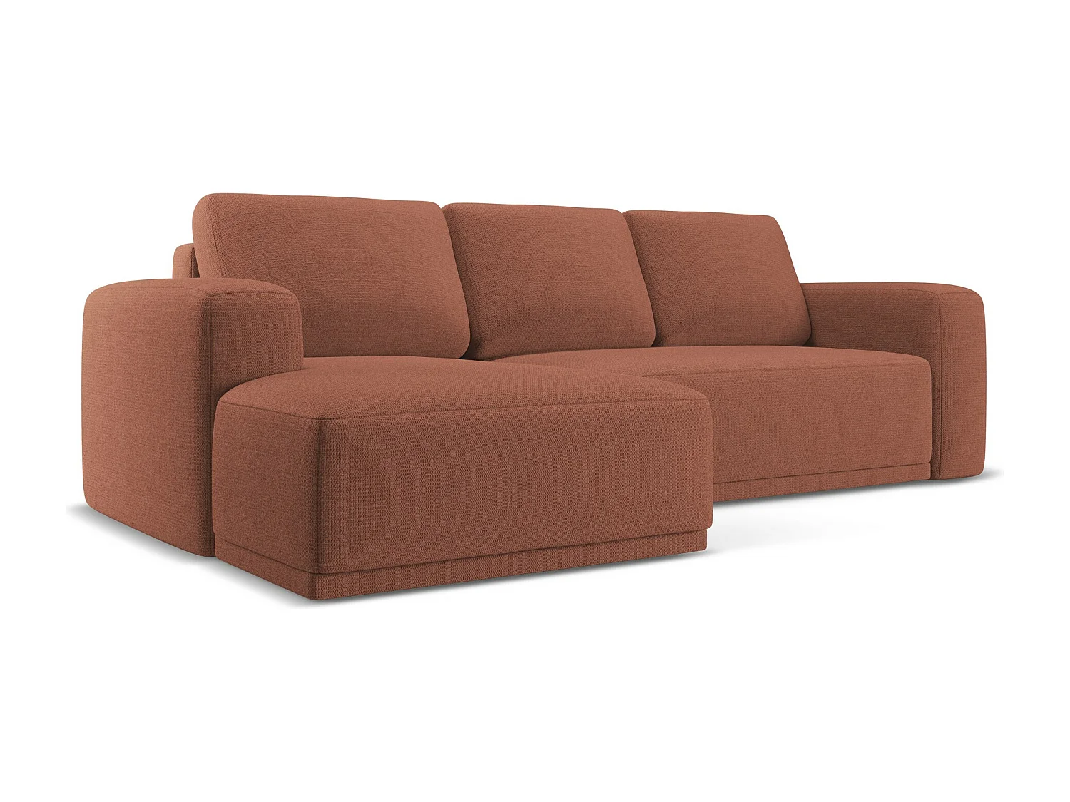 3-Sitzer Ecksofa mit Schlaffunktion - Ecke Links - Chenille - Gedämpftes Rosa - KAILA