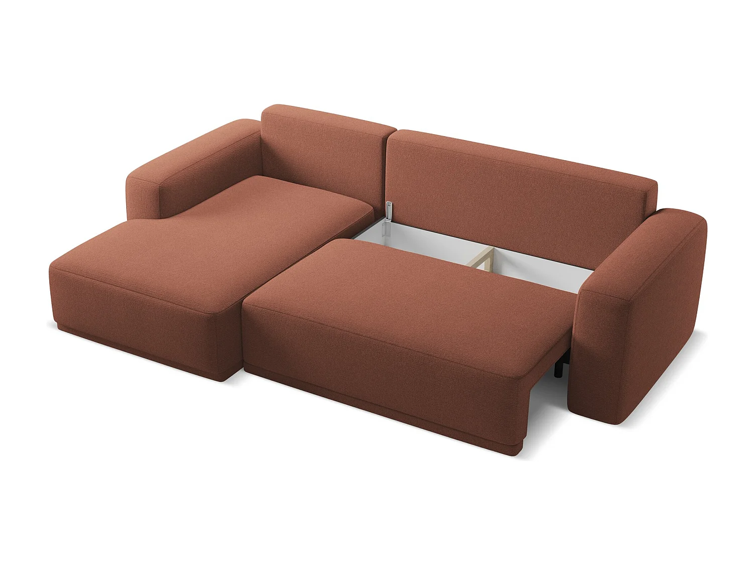 3-Sitzer Ecksofa mit Schlaffunktion - Ecke Links - Chenille - Gedämpftes Rosa - KAILA