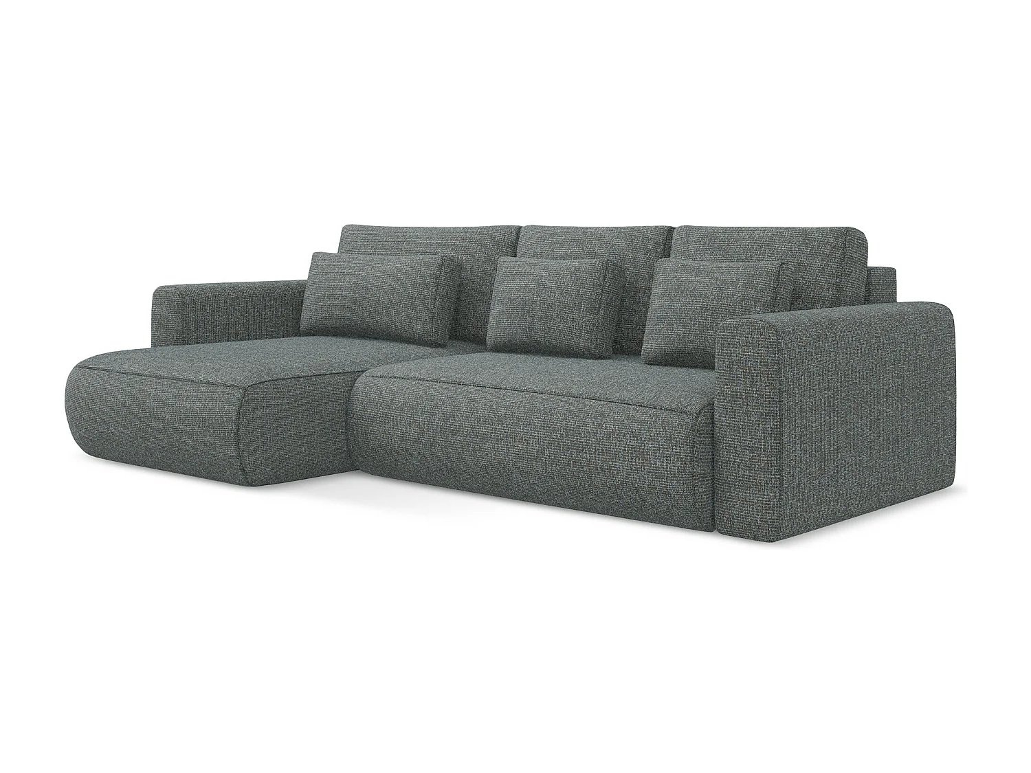 Sofá de canto esquerdo convertível 3 lugares em tecido texturizado aço - KAPUA