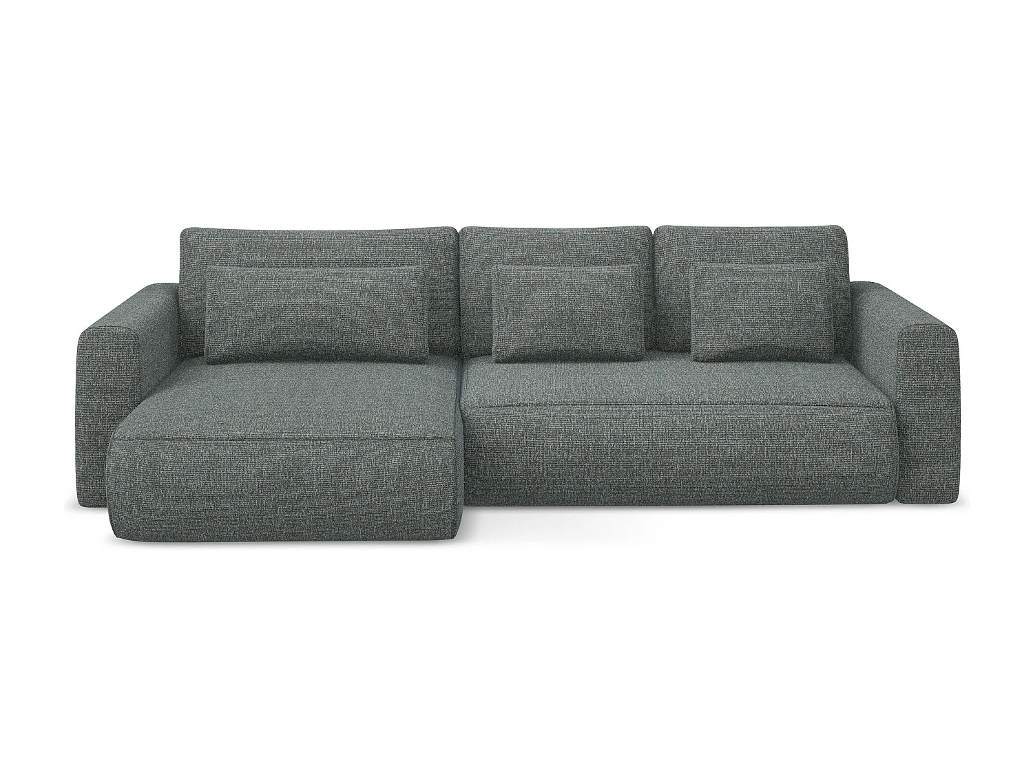 Sofá de canto esquerdo convertível 3 lugares em tecido texturizado aço - KAPUA