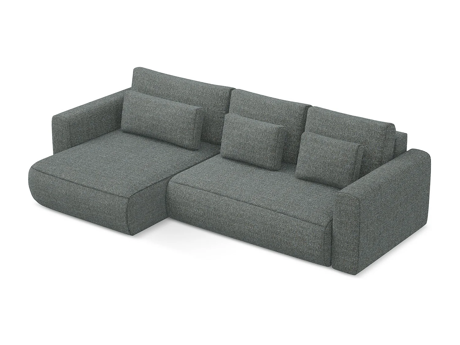 Sofá de canto esquerdo convertível 3 lugares em tecido texturizado aço - KAPUA