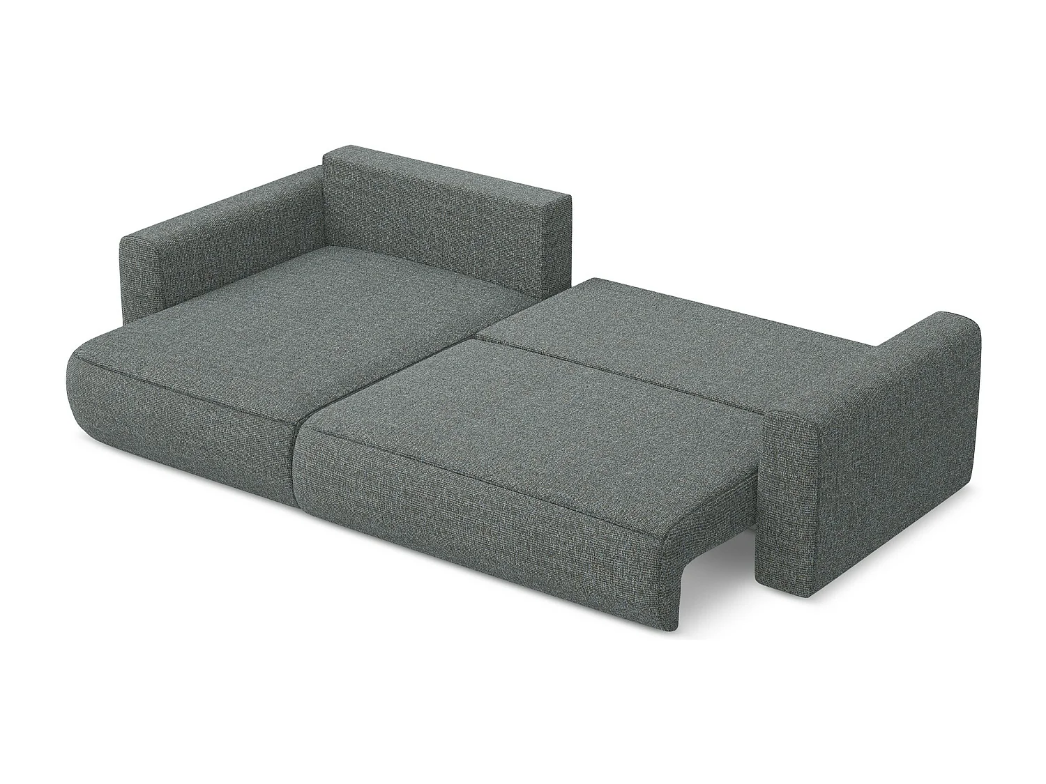 Sofá de canto esquerdo convertível 3 lugares em tecido texturizado aço - KAPUA