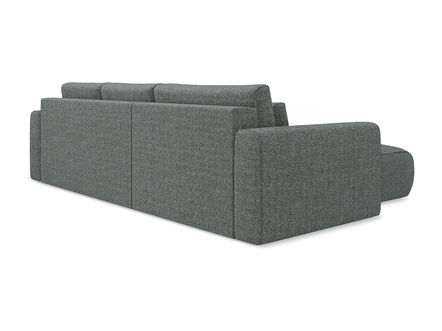 Sofá de canto esquerdo convertível 3 lugares em tecido texturizado aço - KAPUA