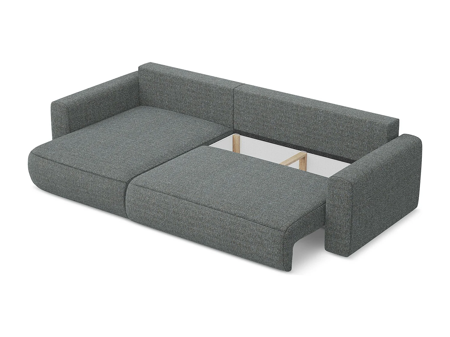 Sofá de canto esquerdo convertível 3 lugares em tecido texturizado aço - KAPUA