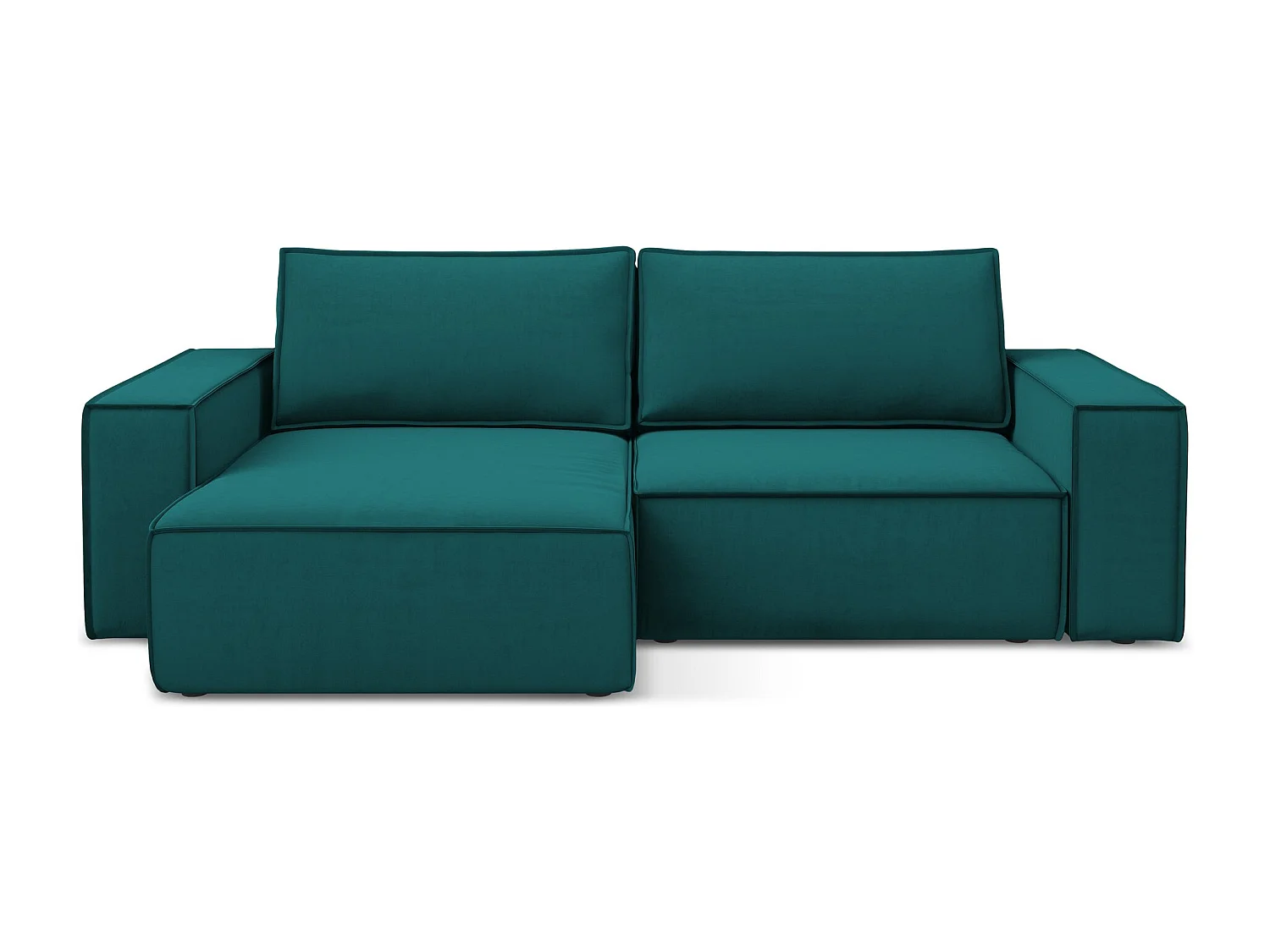 2-Sitzer Ecksofa mit Schlaffunktion - Ecke Links - Samt - Marine - KIMO