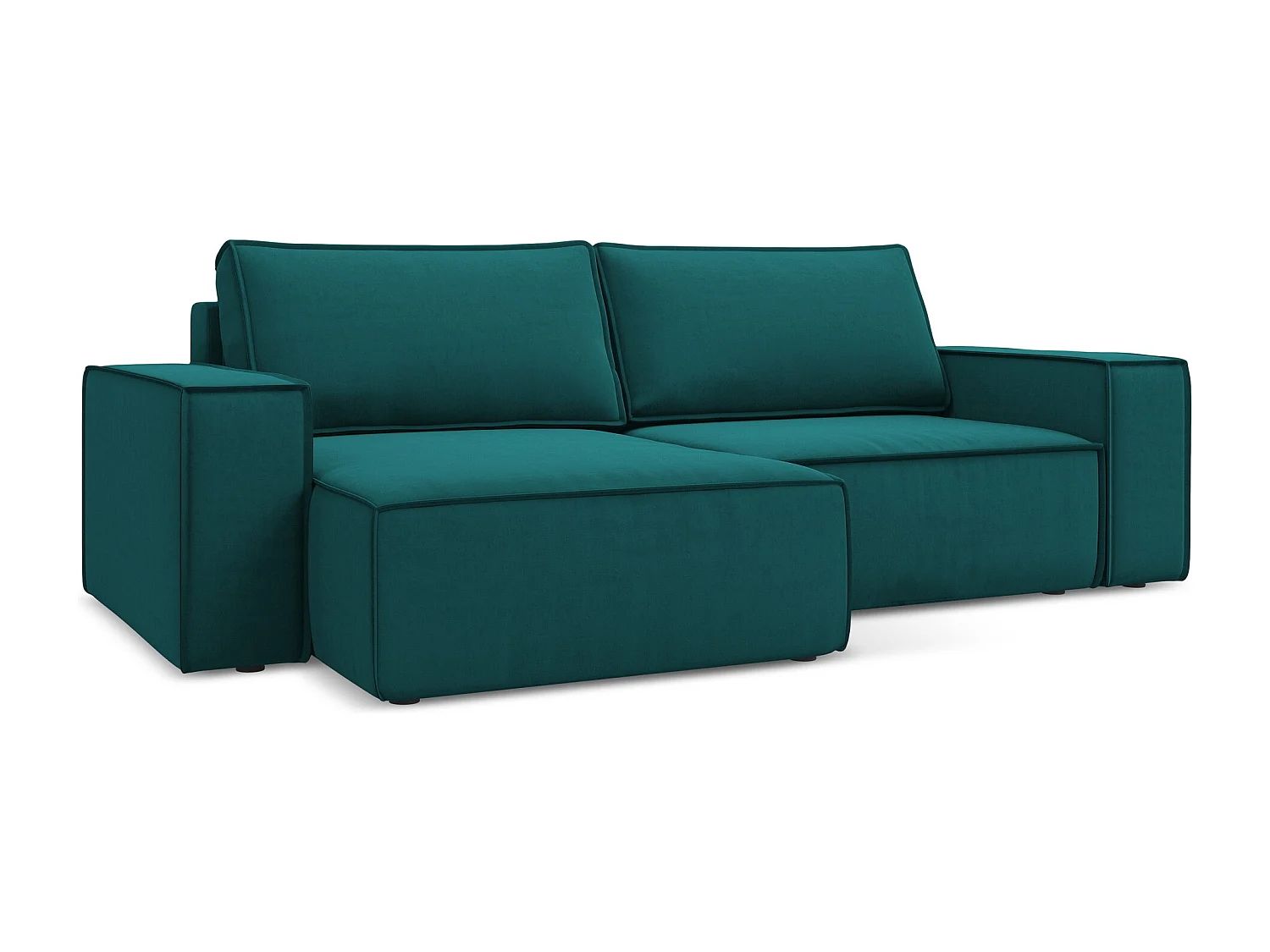 2-Sitzer Ecksofa mit Schlaffunktion - Ecke Links - Samt - Marine - KIMO