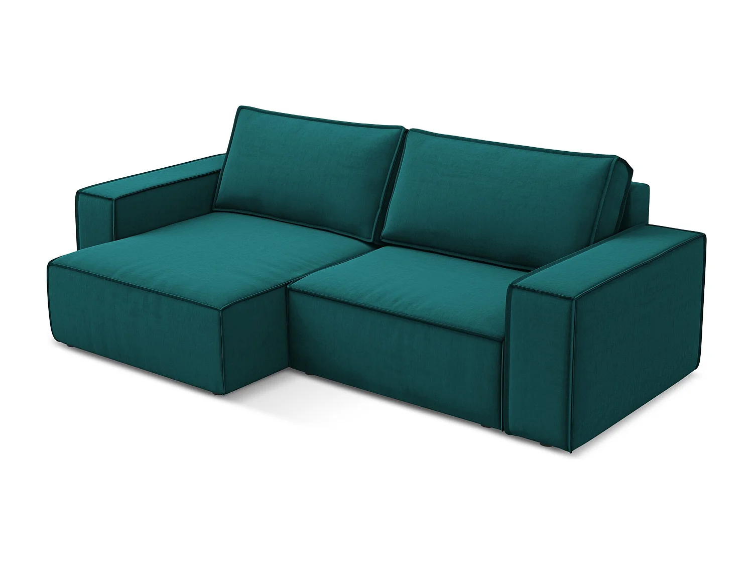 2-Sitzer Ecksofa mit Schlaffunktion - Ecke Links - Samt - Marine - KIMO