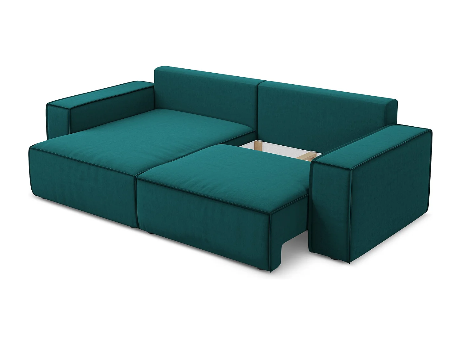 2-Sitzer Ecksofa mit Schlaffunktion - Ecke Links - Samt - Marine - KIMO