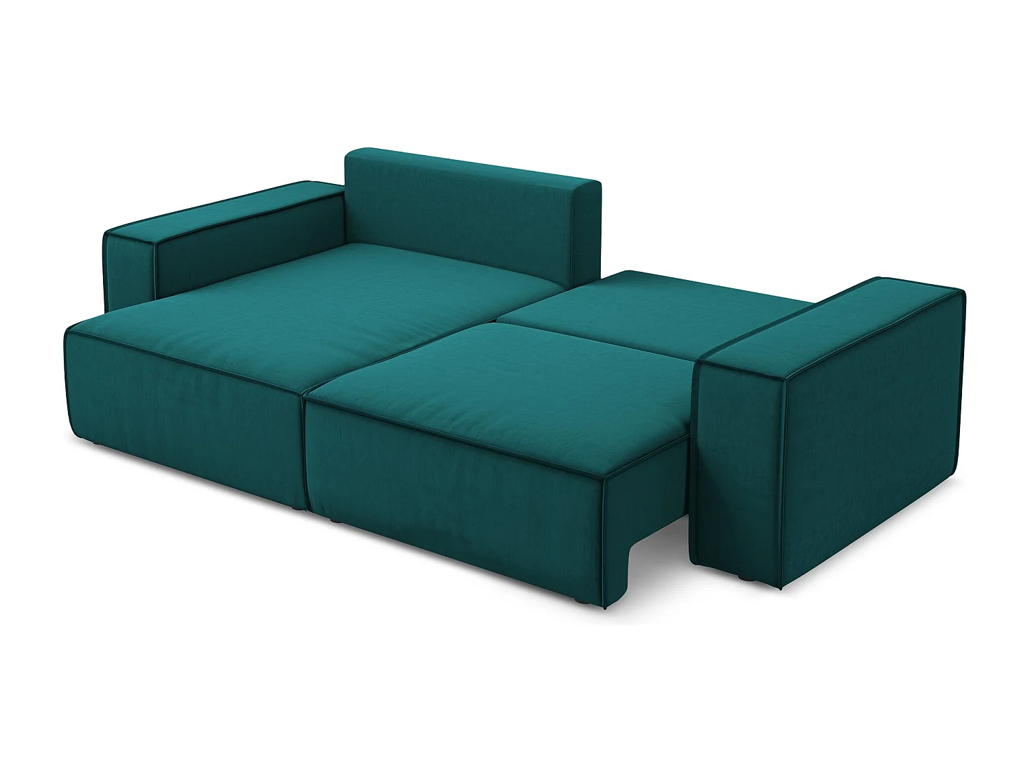 2-Sitzer Ecksofa mit Schlaffunktion - Ecke Links - Samt - Marine - KIMO