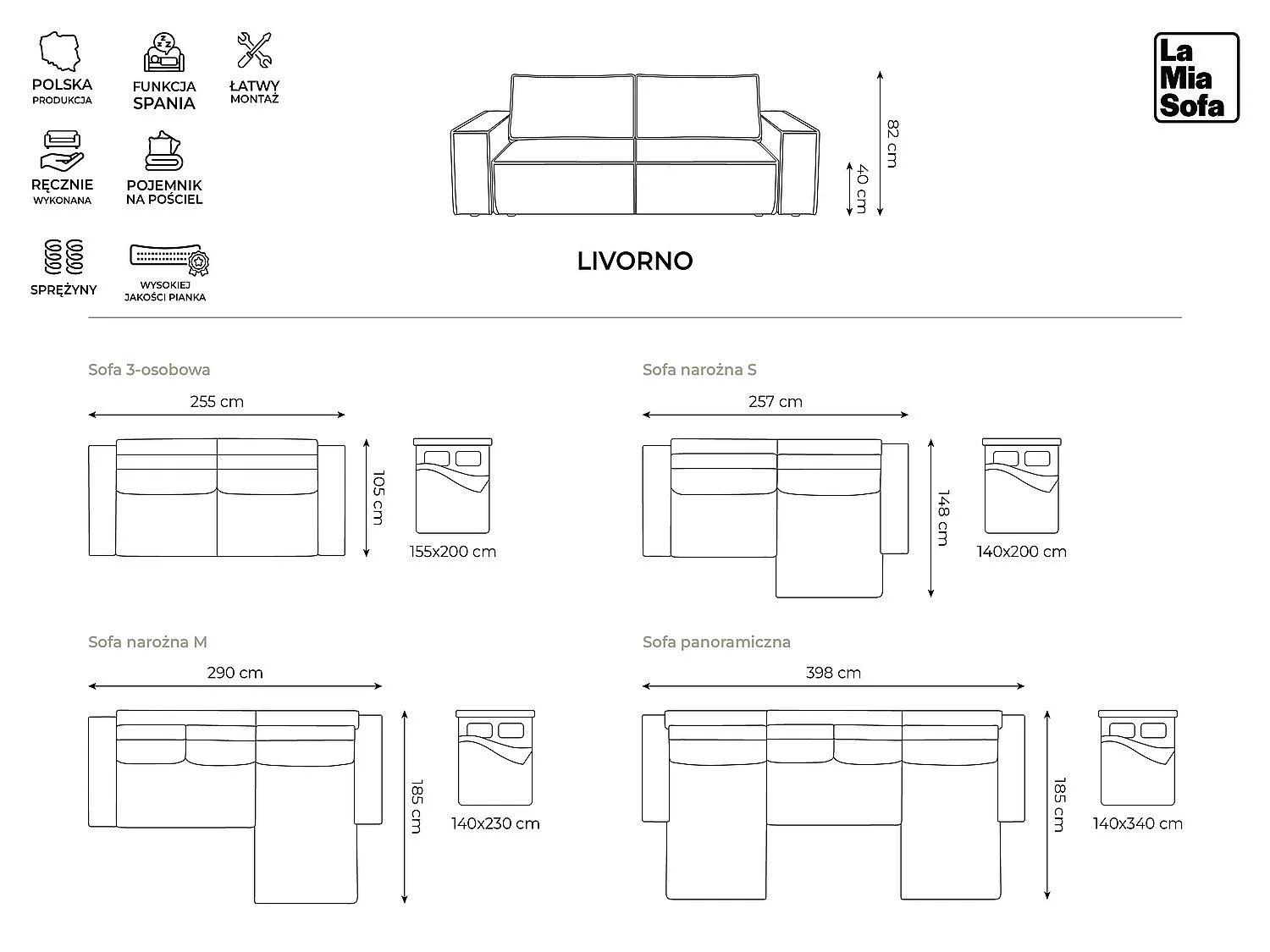 Narożnik lewostronny z funkcją spania - z tkaniny welwetowej - morski - LIVORNO