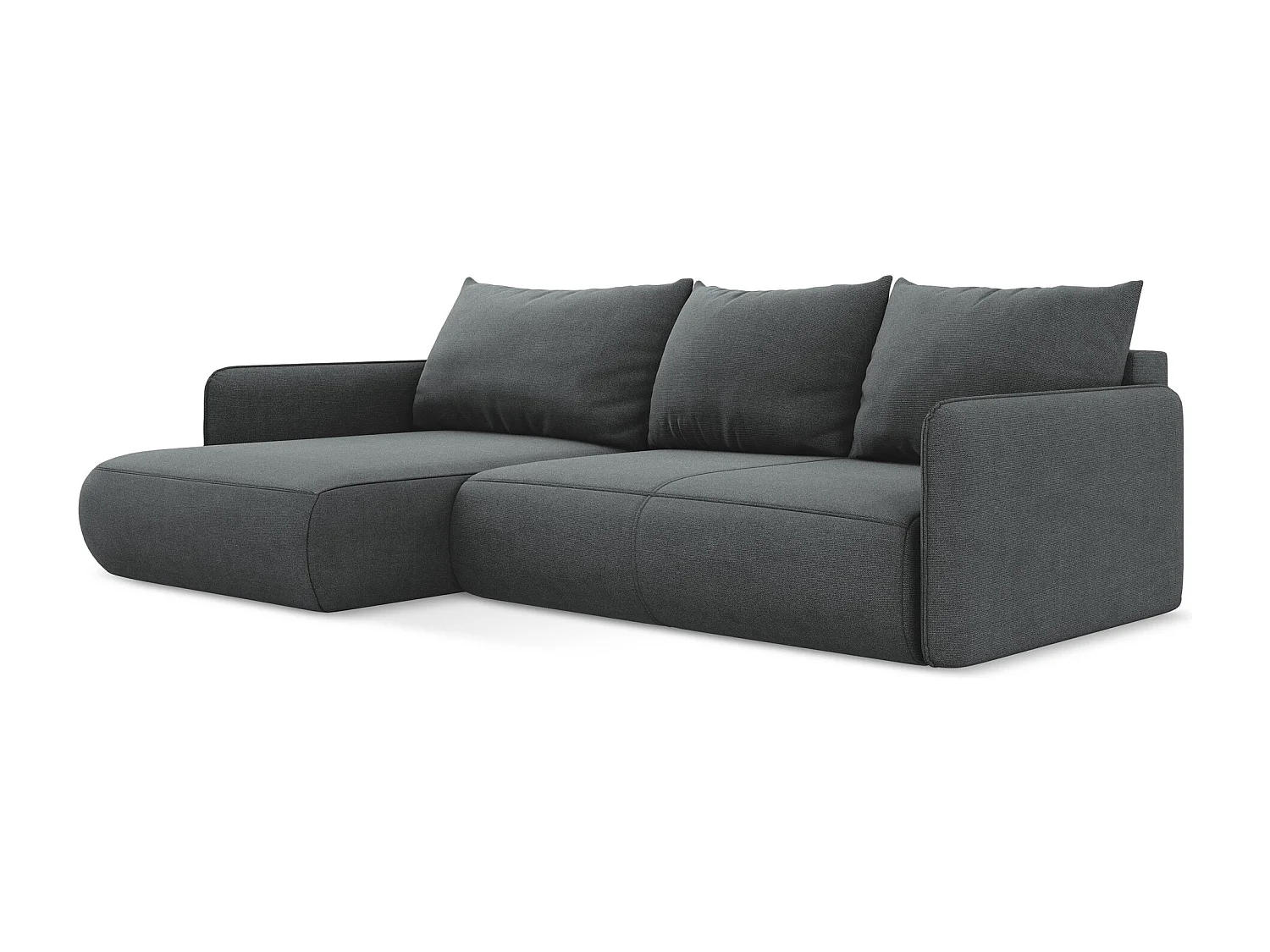 3-Sitzer Ecksofa mit Schlaffunktion - Ecke Links - Strukturstoff - Grau - NANEA