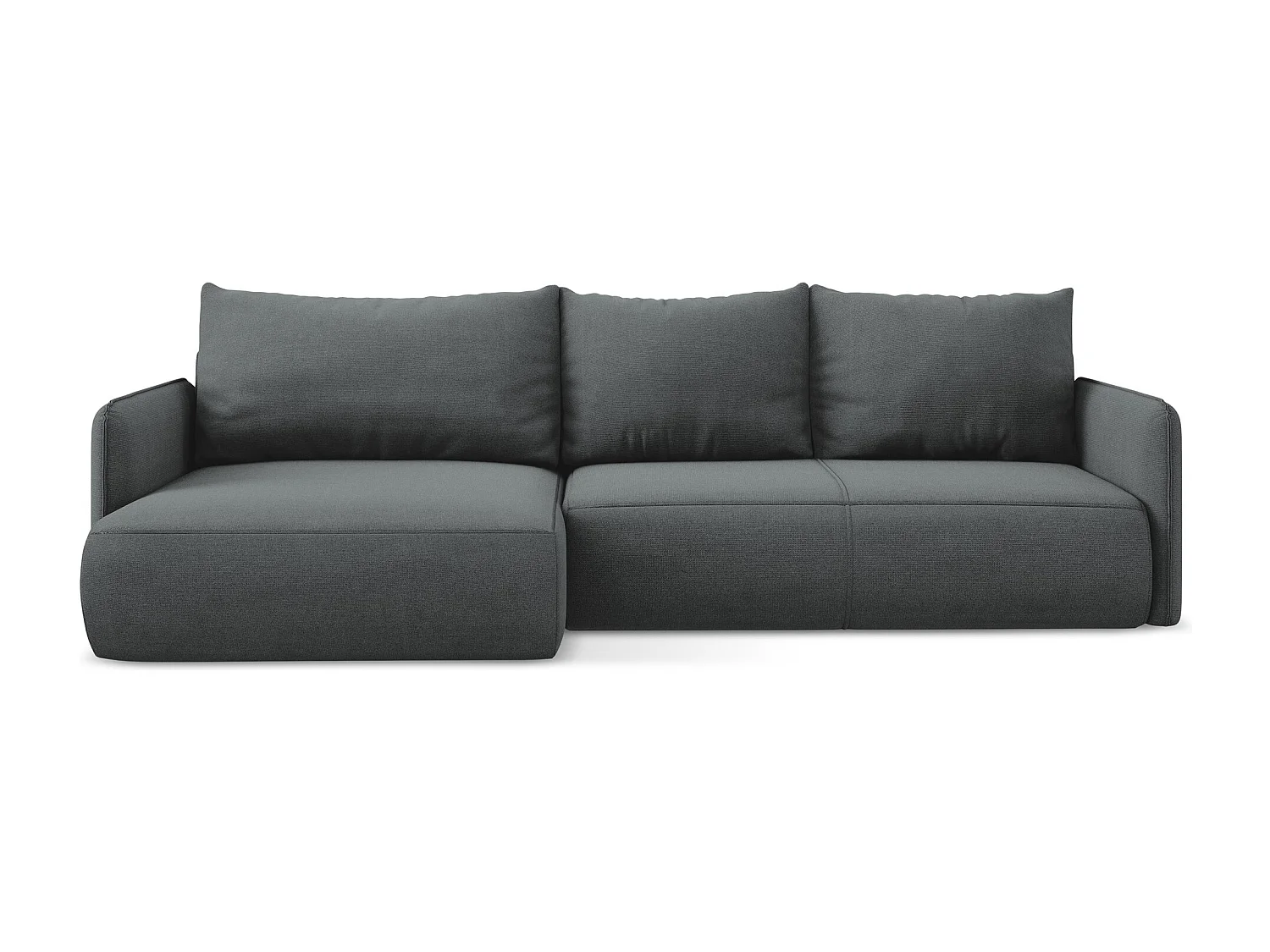 3-Sitzer Ecksofa mit Schlaffunktion - Ecke Links - Strukturstoff - Grau - NANEA