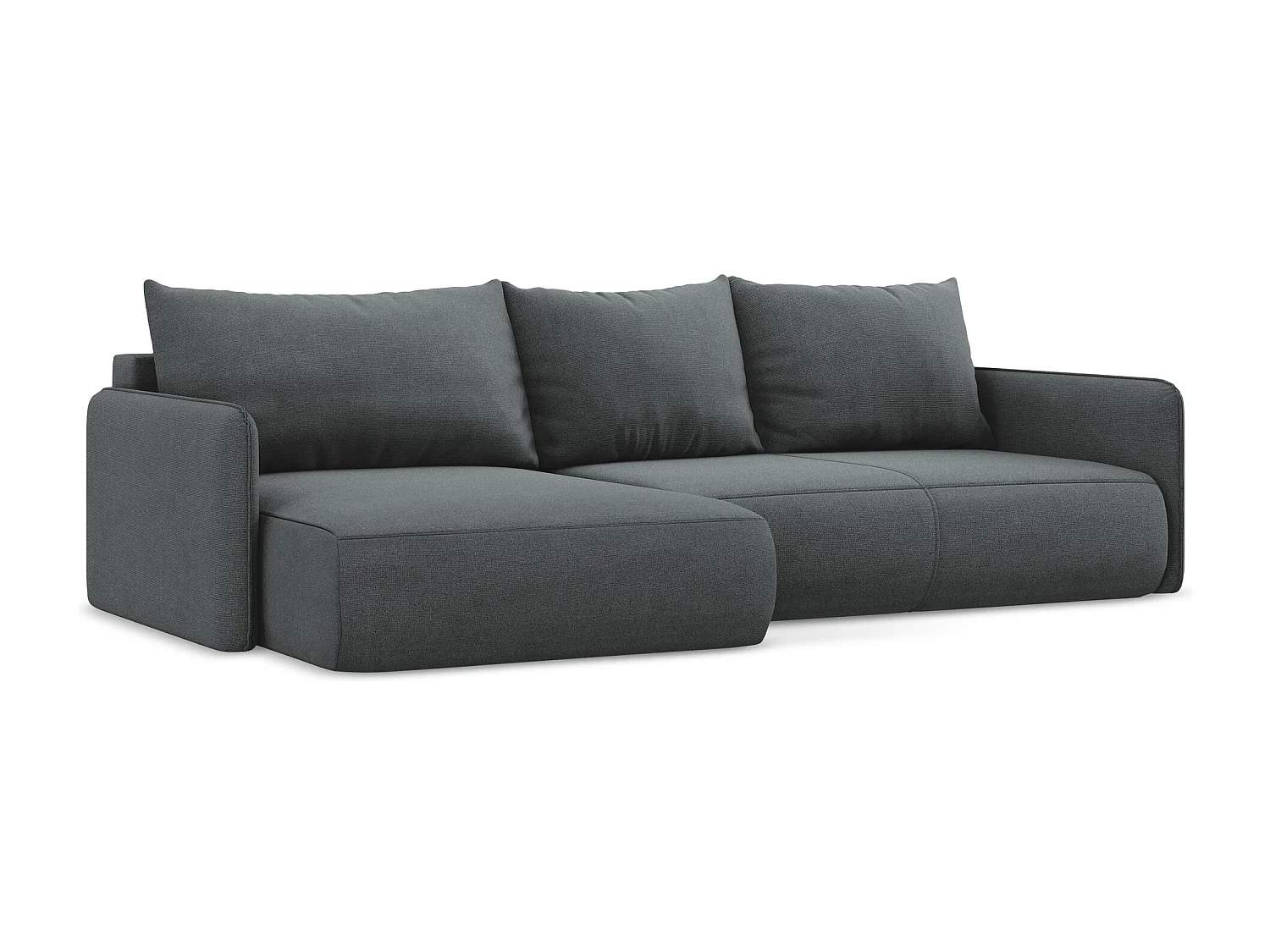 3-Sitzer Ecksofa mit Schlaffunktion - Ecke Links - Strukturstoff - Grau - NANEA
