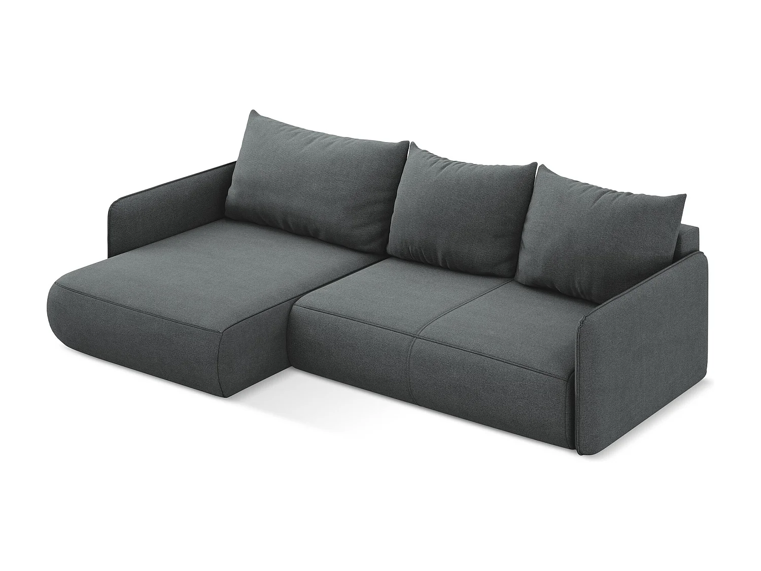 3-Sitzer Ecksofa mit Schlaffunktion - Ecke Links - Strukturstoff - Grau - NANEA