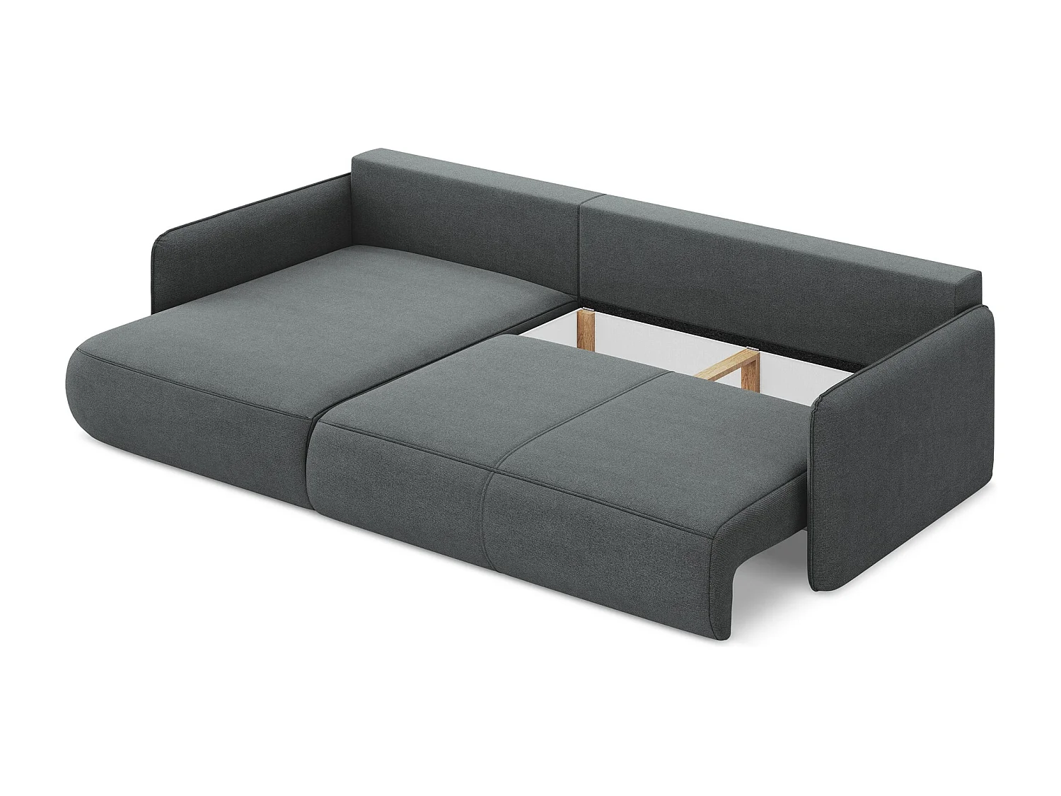 3-Sitzer Ecksofa mit Schlaffunktion - Ecke Links - Strukturstoff - Grau - NANEA