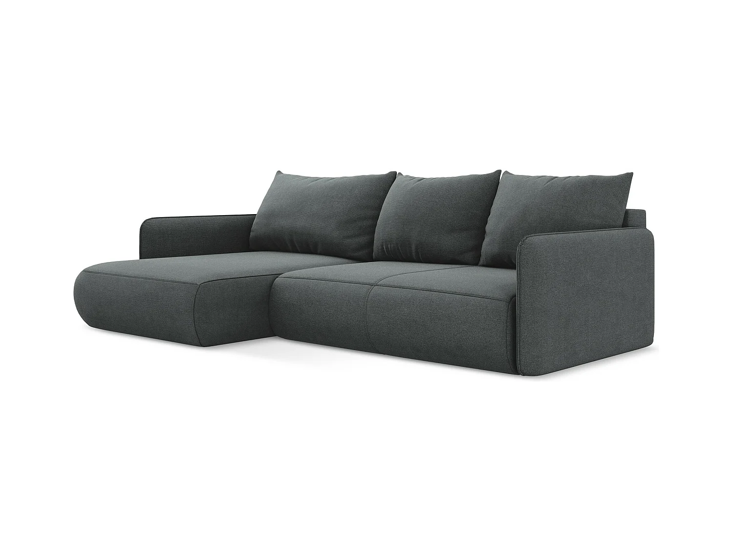 3-Sitzer Ecksofa mit Schlaffunktion - Ecke Links - Strukturstoff - Grau - NANEA