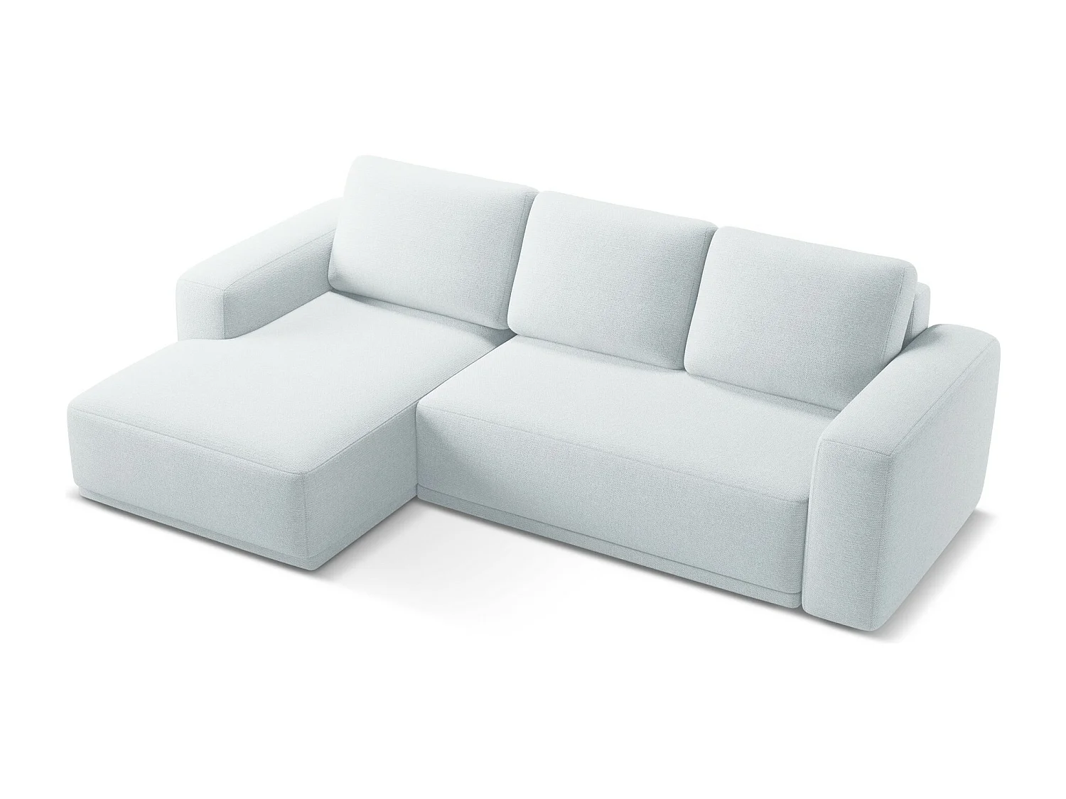 3-Sitzer Ecksofa mit Schlaffunktion - Ecke Links - Chenille - Hellblau - KAILA