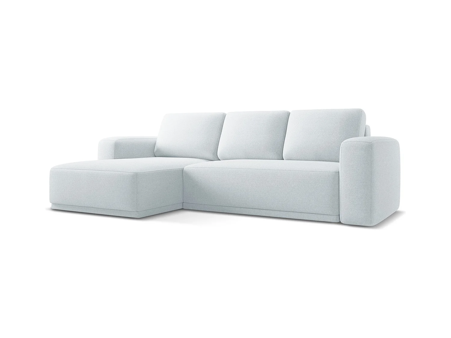 Canapé d'angle gauche convertible en tissu chenille - bleu clair - KAILA