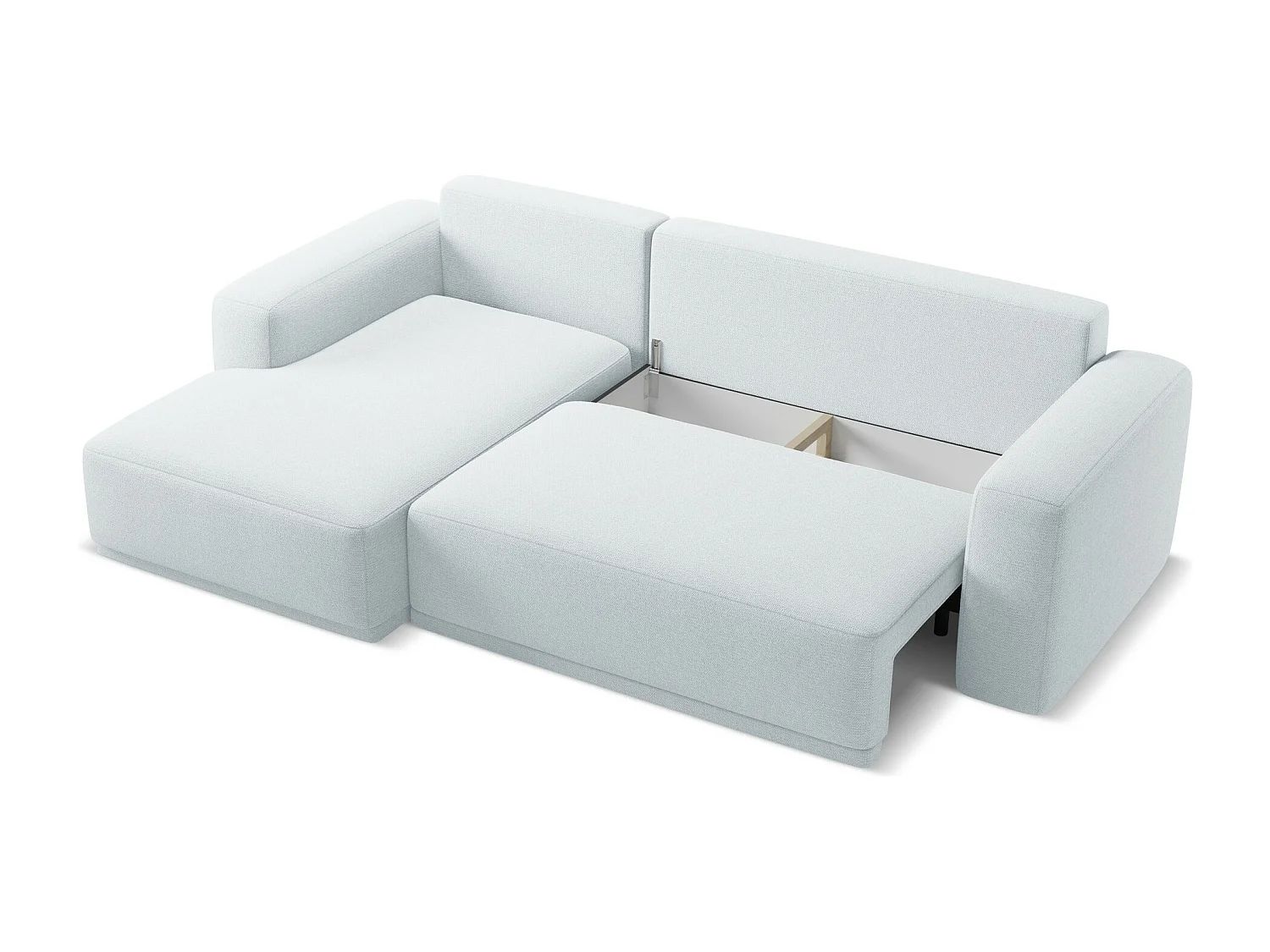 Canapé d'angle gauche convertible en tissu chenille - bleu clair - KAILA