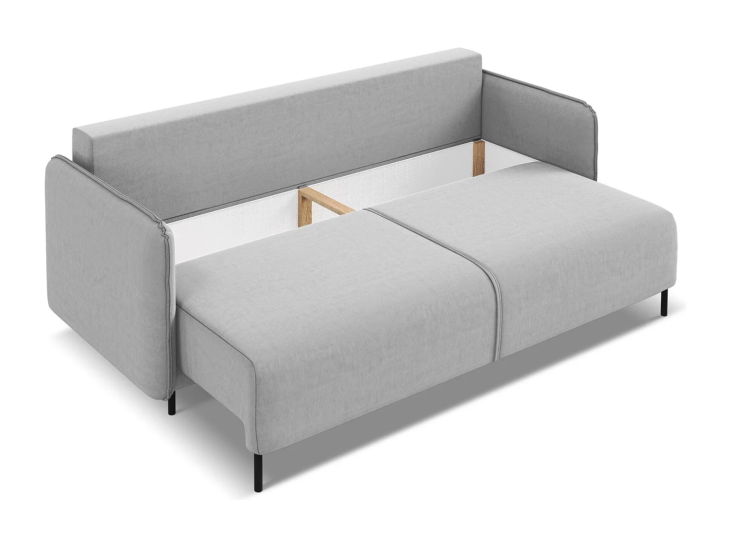 Canapé 3 places convertible en velours - gris - LUANA