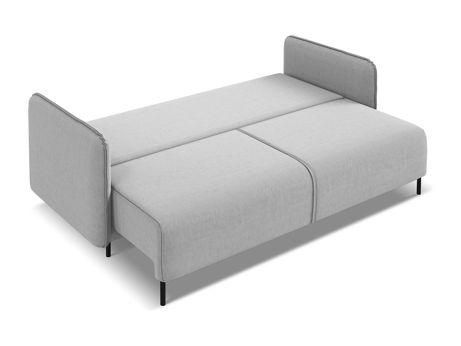 Canapé 3 places convertible en velours - gris - LUANA