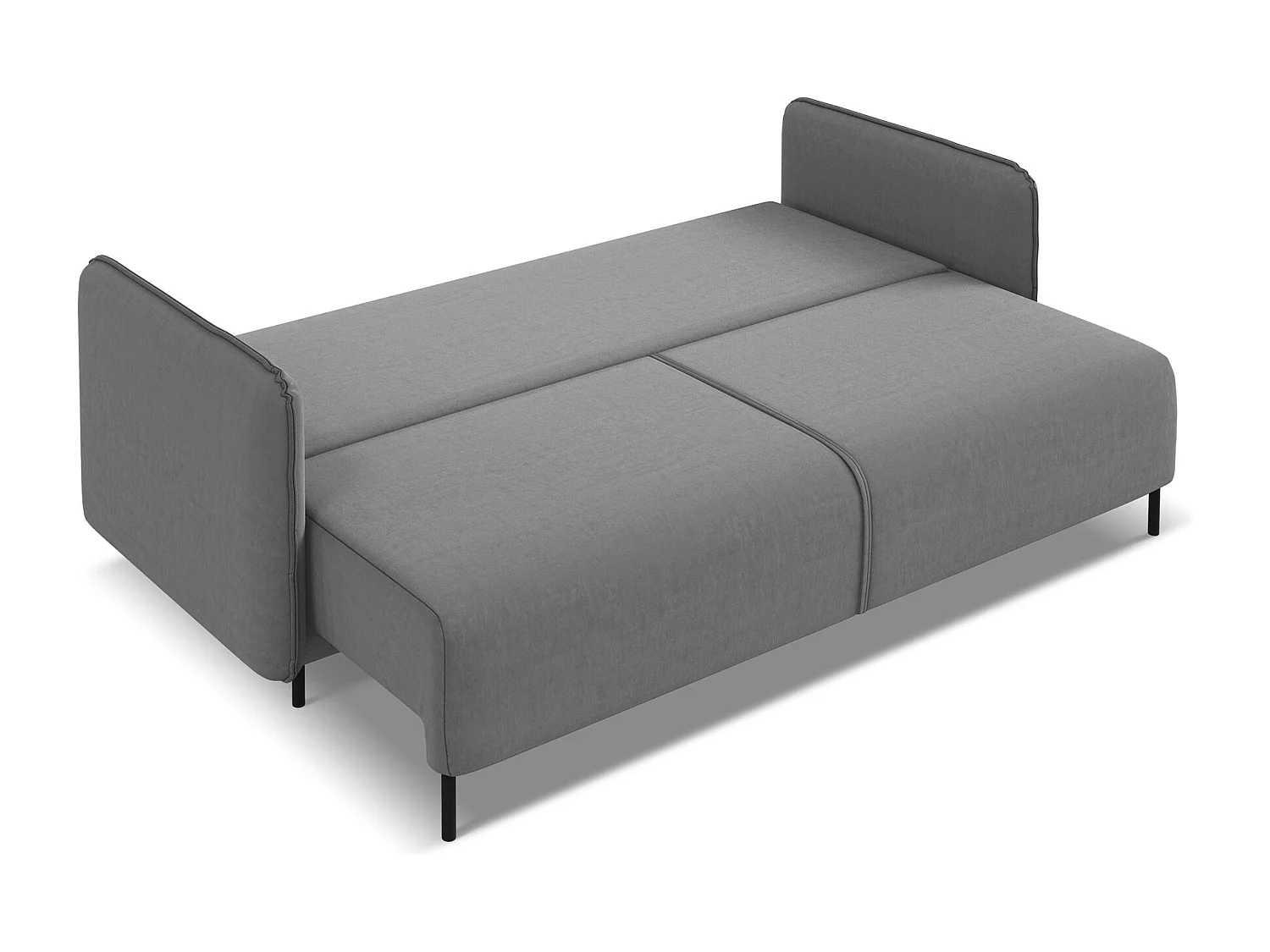 Canapé 3 places convertible en velours - gris - LUANA