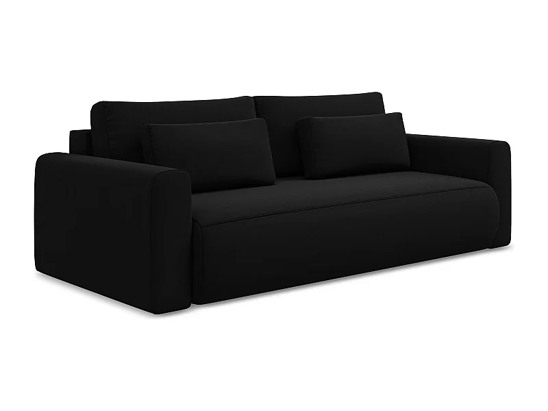 3-Sitzer Sofa mit Schlaffunktion - - Samt - Schwarz - KAPUA