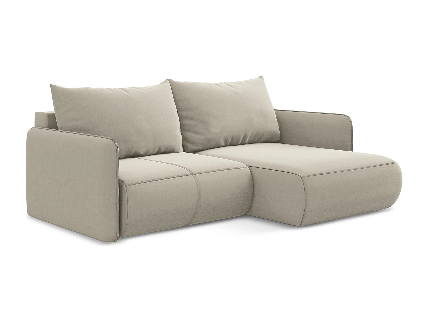 2,5-Sitzer Ecksofa mit Schlaffunktion - Ecke Rechts - Samt - Perle - NANEA