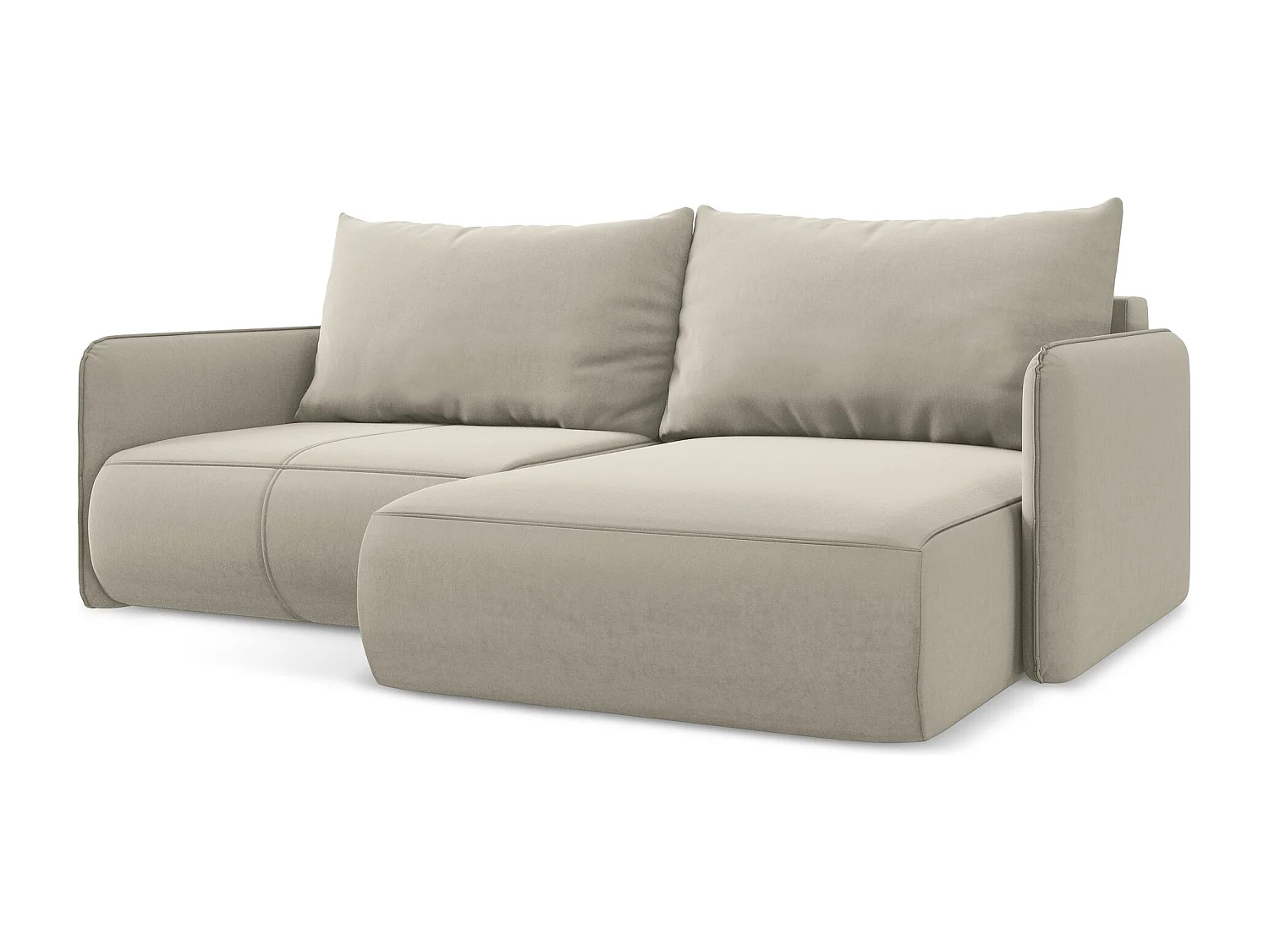 2,5-Sitzer Ecksofa mit Schlaffunktion - Ecke Rechts - Samt - Perle - NANEA