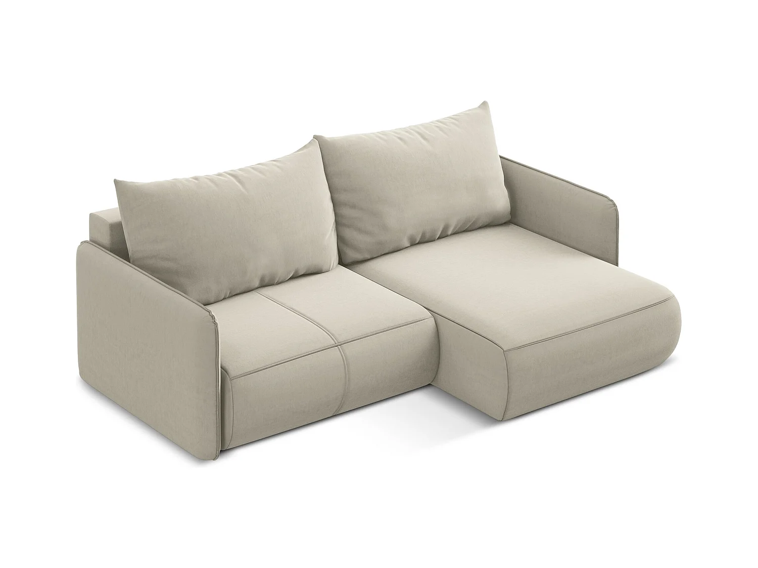 2,5-Sitzer Ecksofa mit Schlaffunktion - Ecke Rechts - Samt - Perle - NANEA