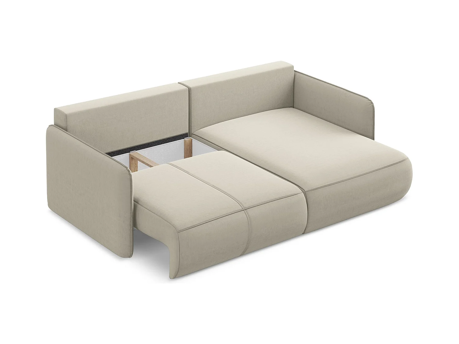 2,5-Sitzer Ecksofa mit Schlaffunktion - Ecke Rechts - Samt - Perle - NANEA