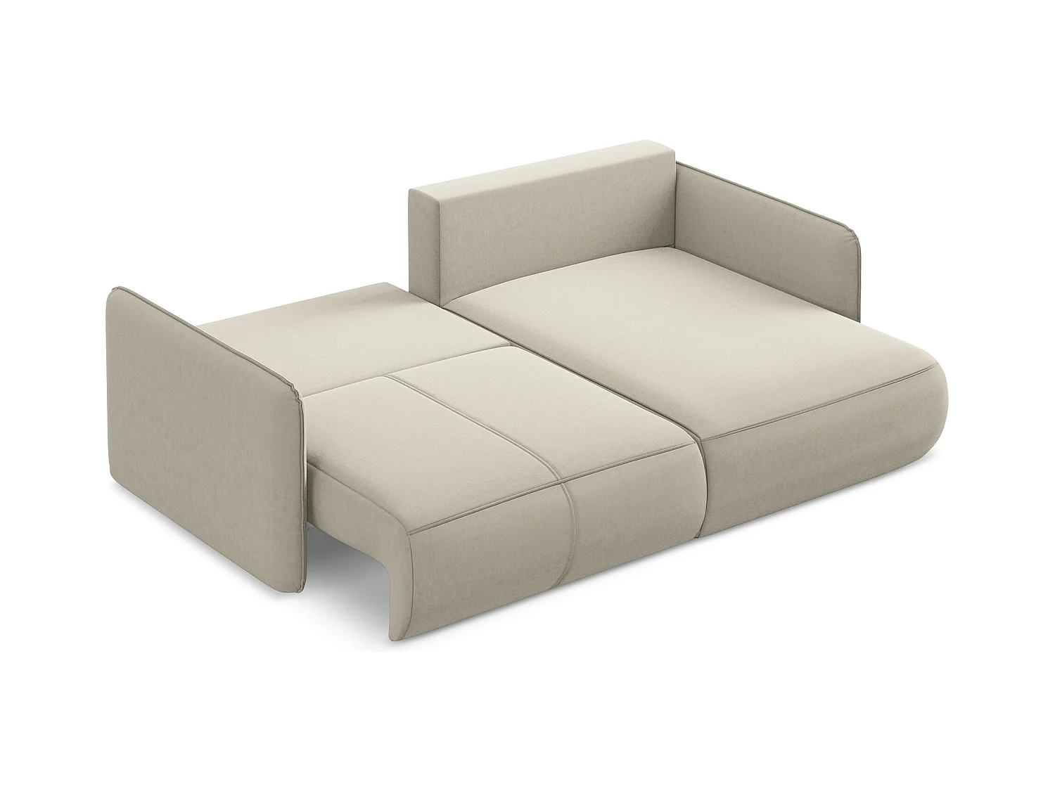 2,5-Sitzer Ecksofa mit Schlaffunktion - Ecke Rechts - Samt - Perle - NANEA
