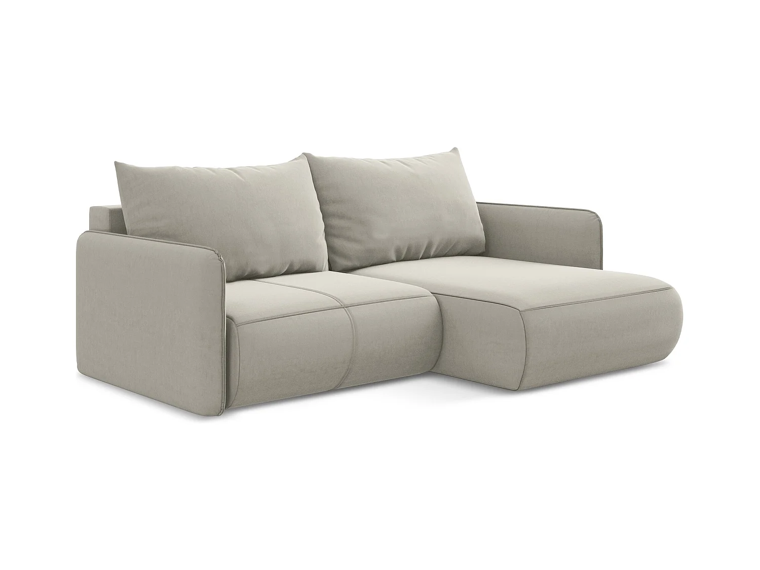 2,5-Sitzer Ecksofa mit Schlaffunktion - Ecke Rechts - Samt - Perle - NANEA