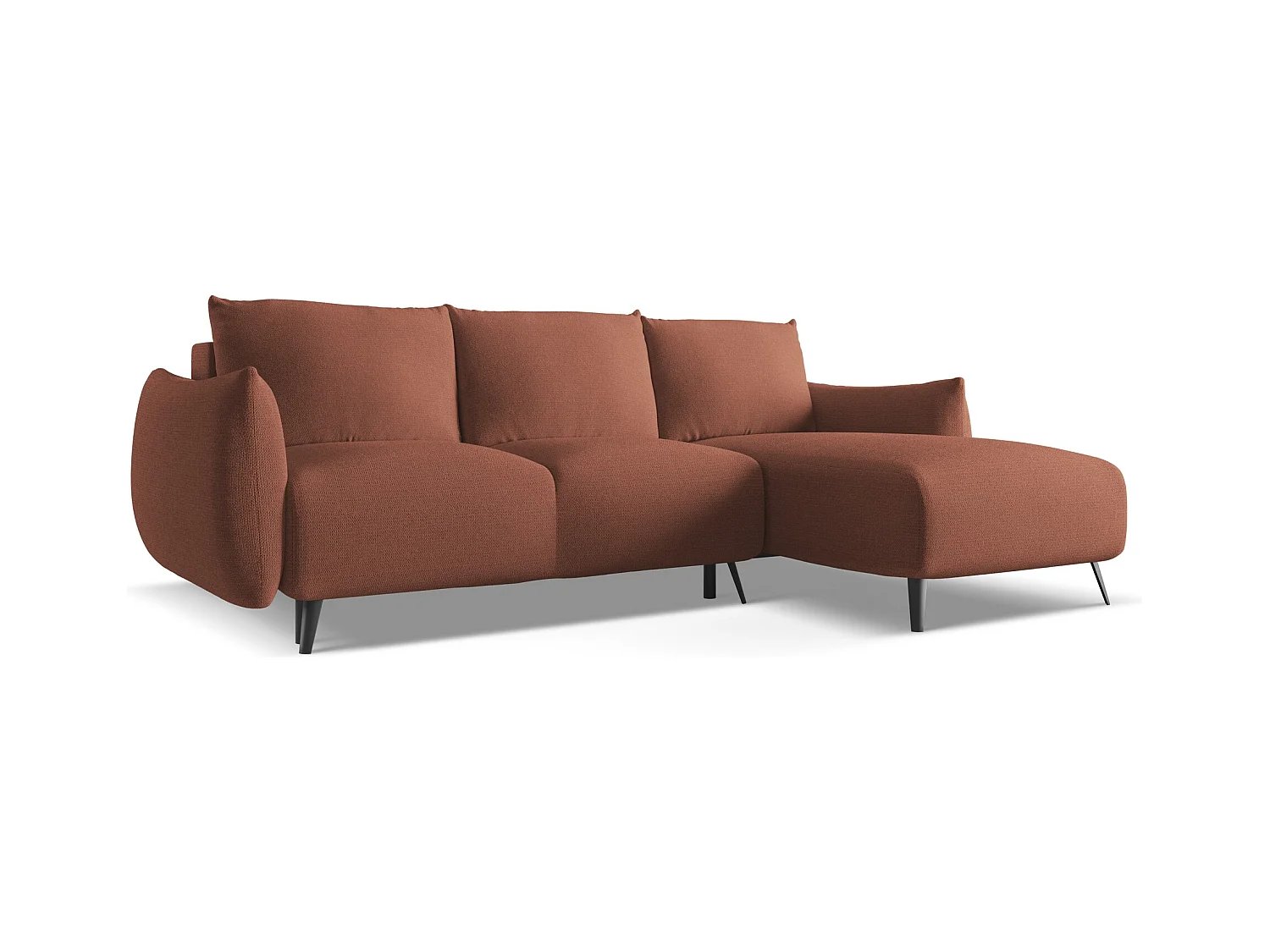 Ecksofa mit Schlaffunktion - Ecke Rechts - Chenille - Gedämpftes Rosa - MALIE