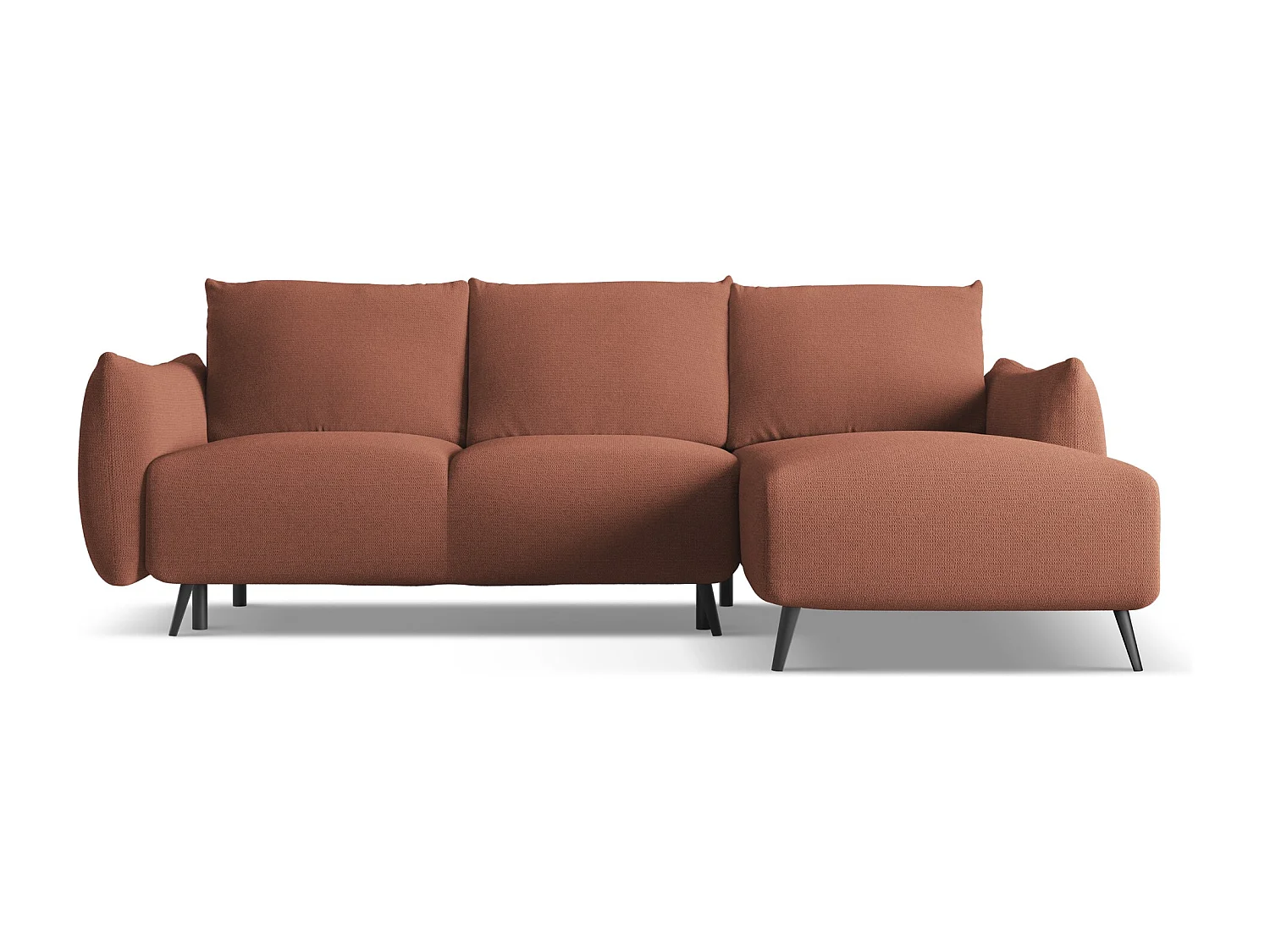 Ecksofa mit Schlaffunktion - Ecke Rechts - Chenille - Gedämpftes Rosa - MALIE