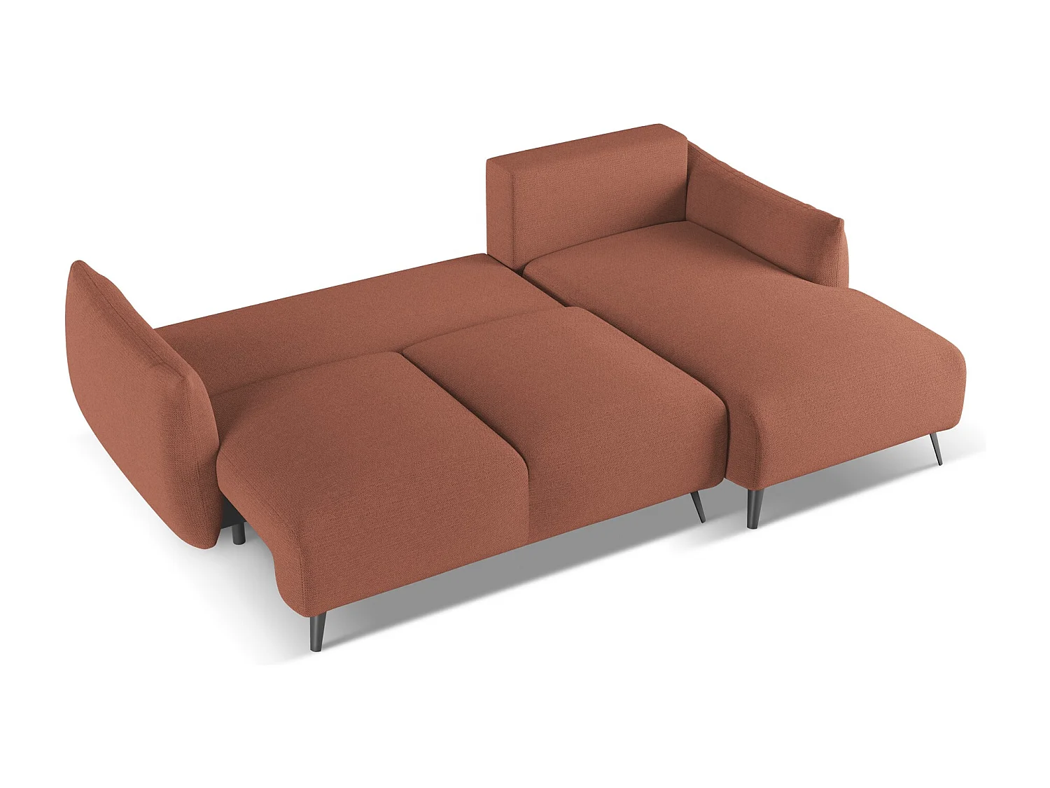 Ecksofa mit Schlaffunktion - Ecke Rechts - Chenille - Gedämpftes Rosa - MALIE