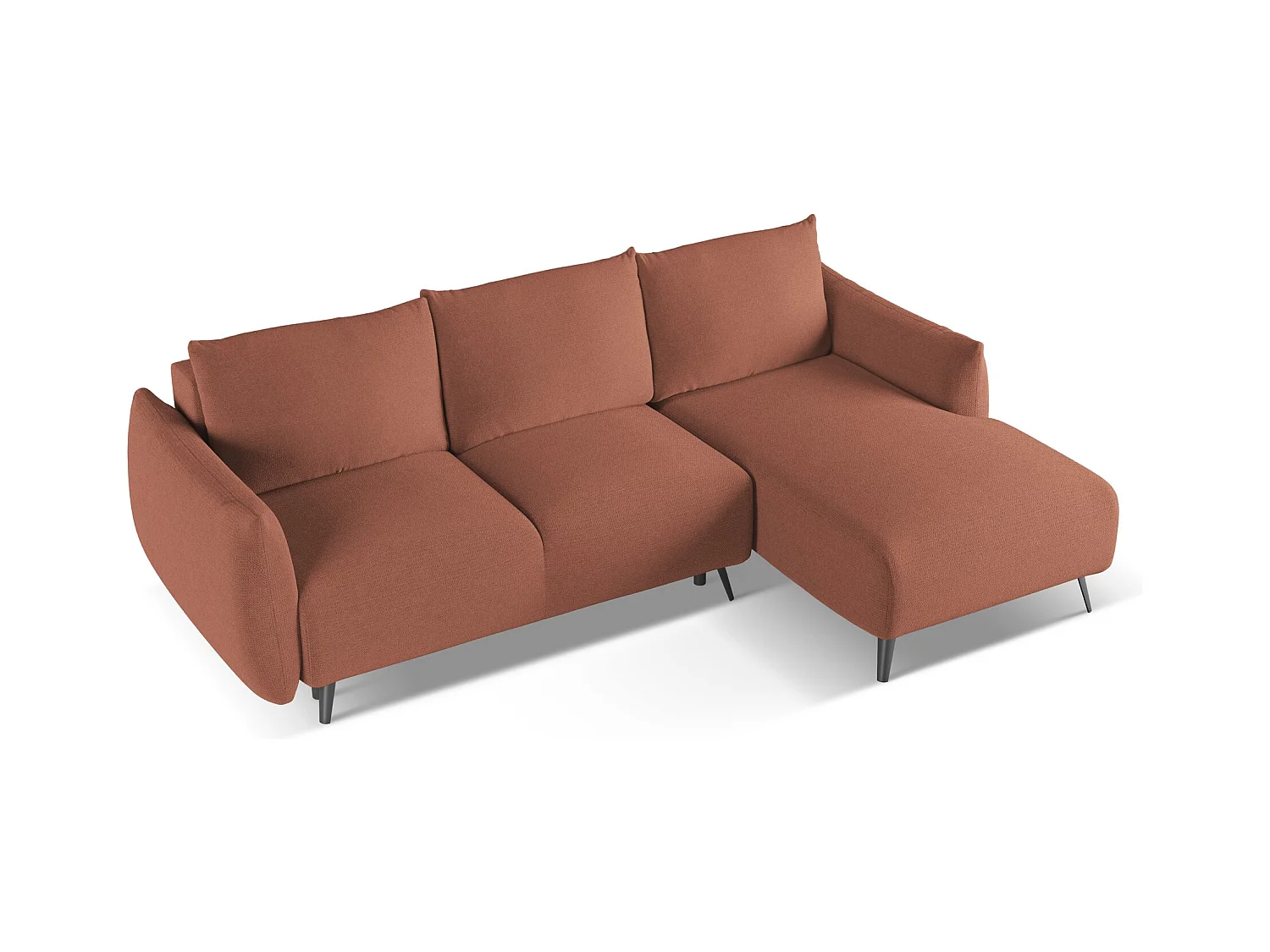 Canapé d'angle droit convertible en tissu chenille - rose sourd - MALIE