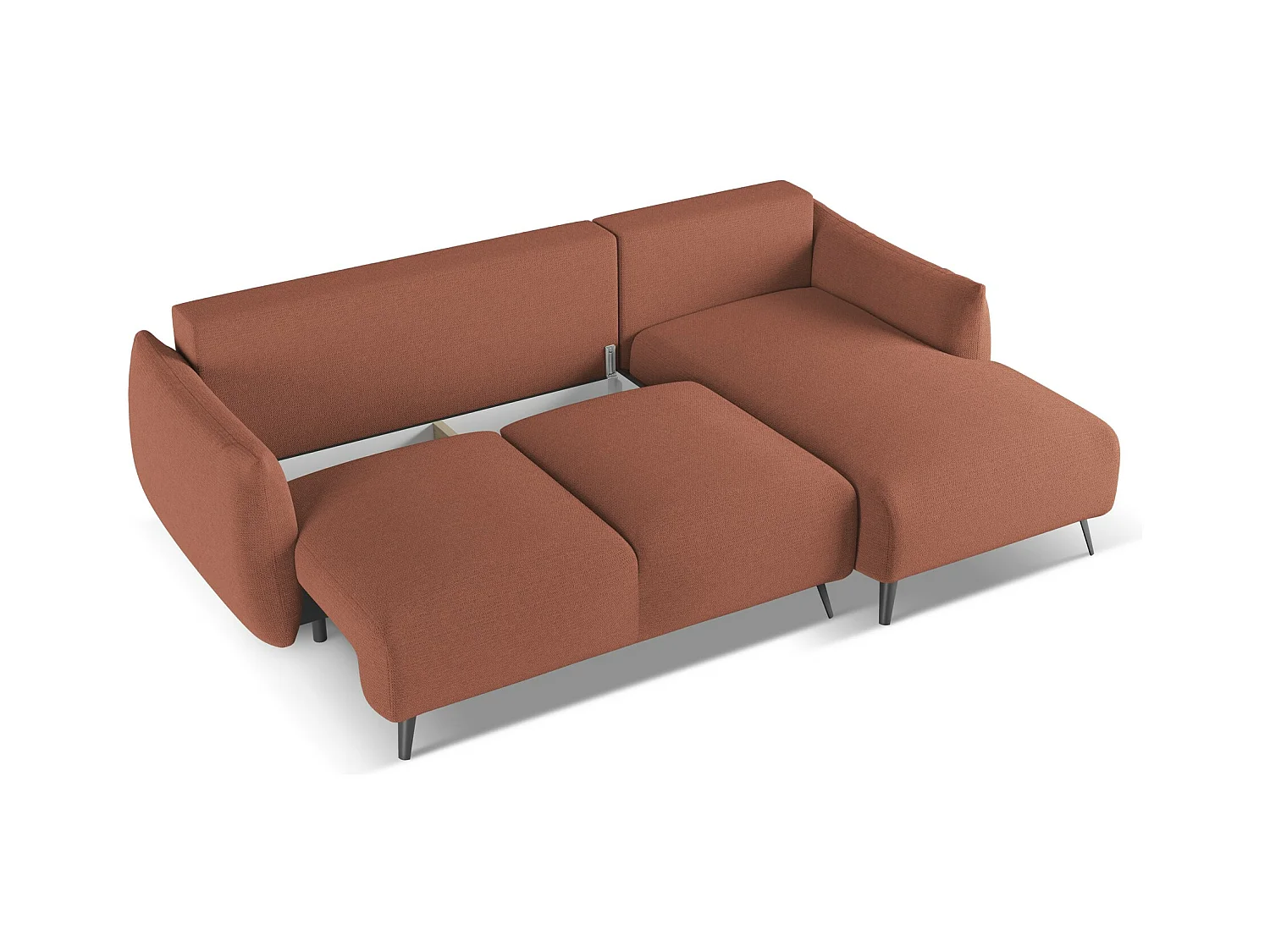 Canapé d'angle droit convertible en tissu chenille - rose sourd - MALIE