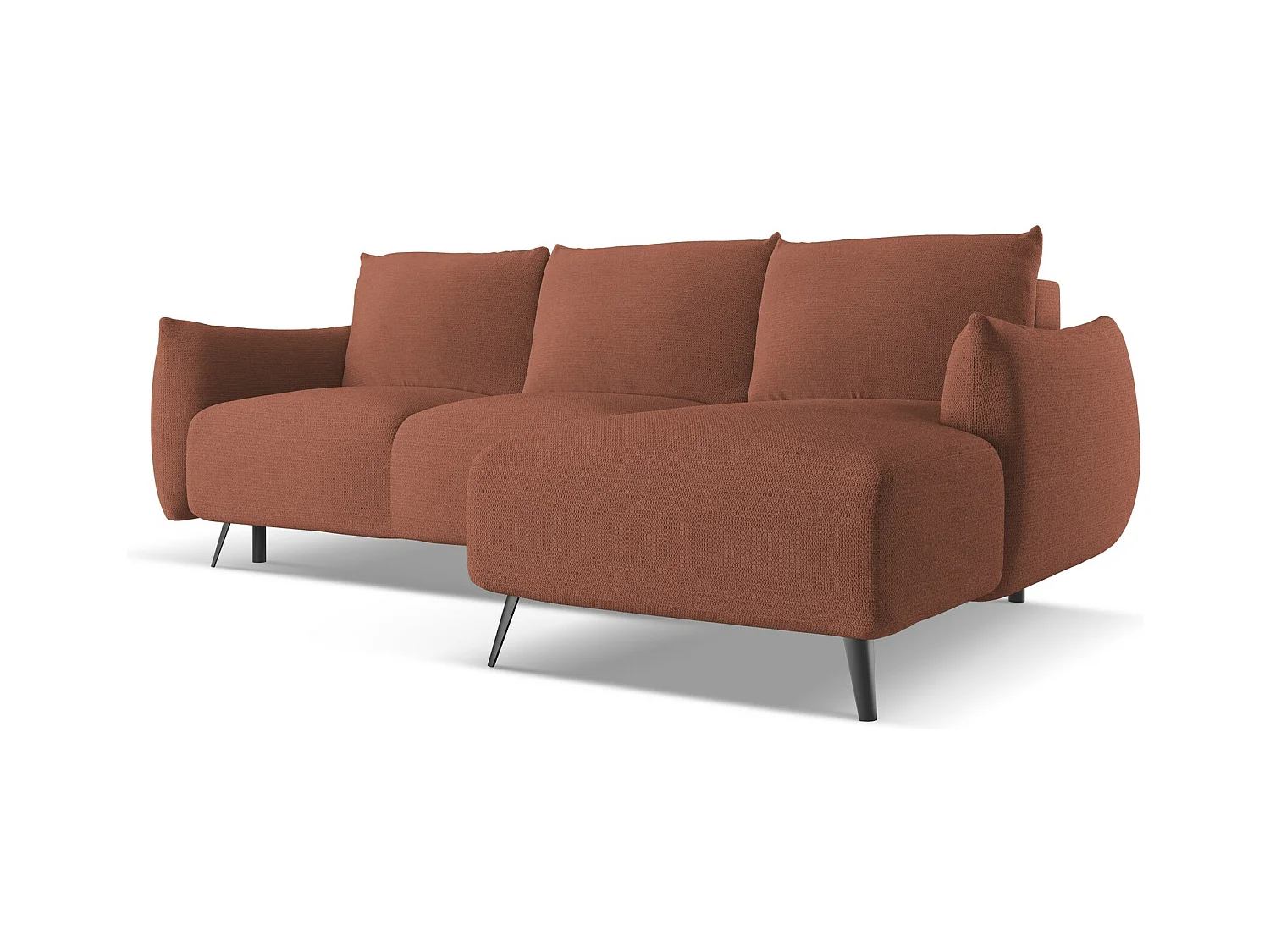 Canapé d'angle droit convertible en tissu chenille - rose sourd - MALIE