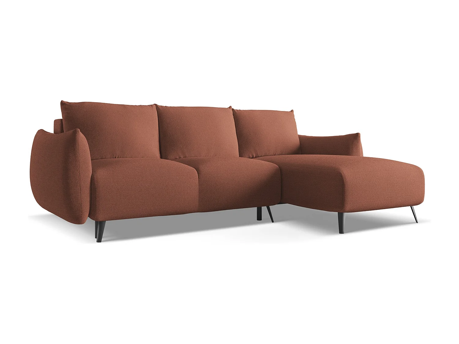 Canapé d'angle droit convertible en tissu chenille - rose sourd - MALIE