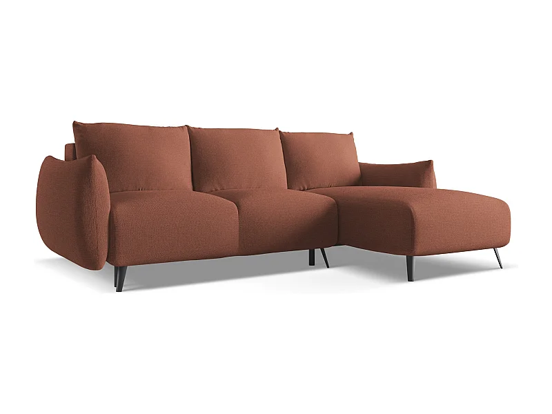 Canapé d'angle droit convertible en tissu chenille - rose sourd - MALIE