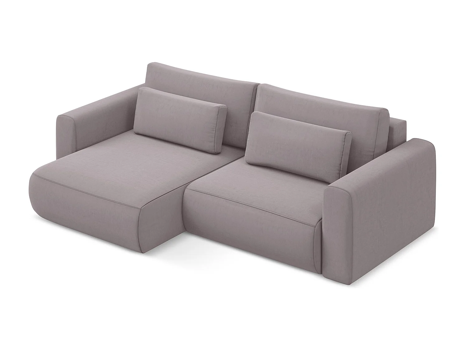 Hoekslaapbank links van lavendel velours - KAPUA