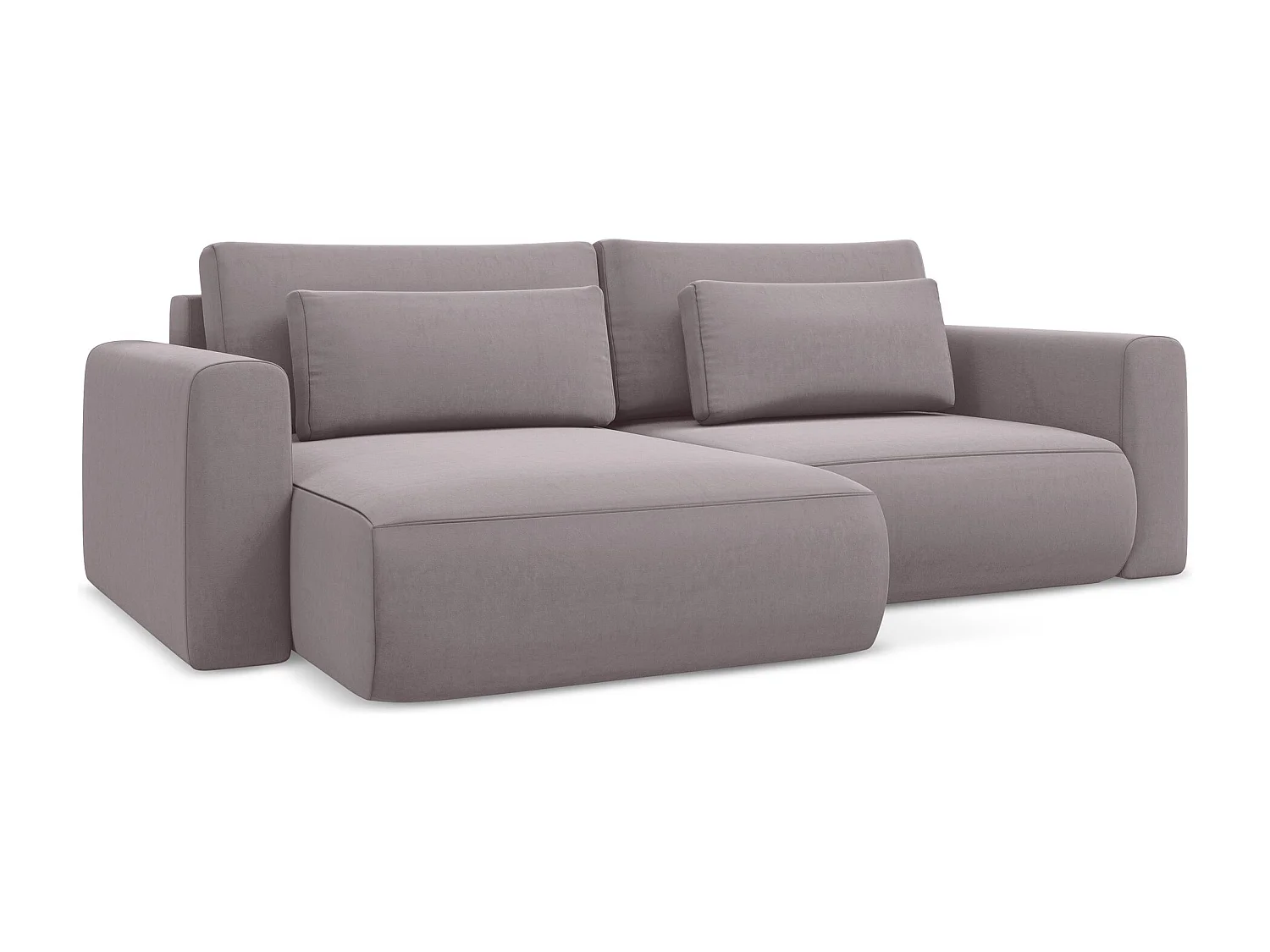 Hoekslaapbank links van lavendel velours - KAPUA