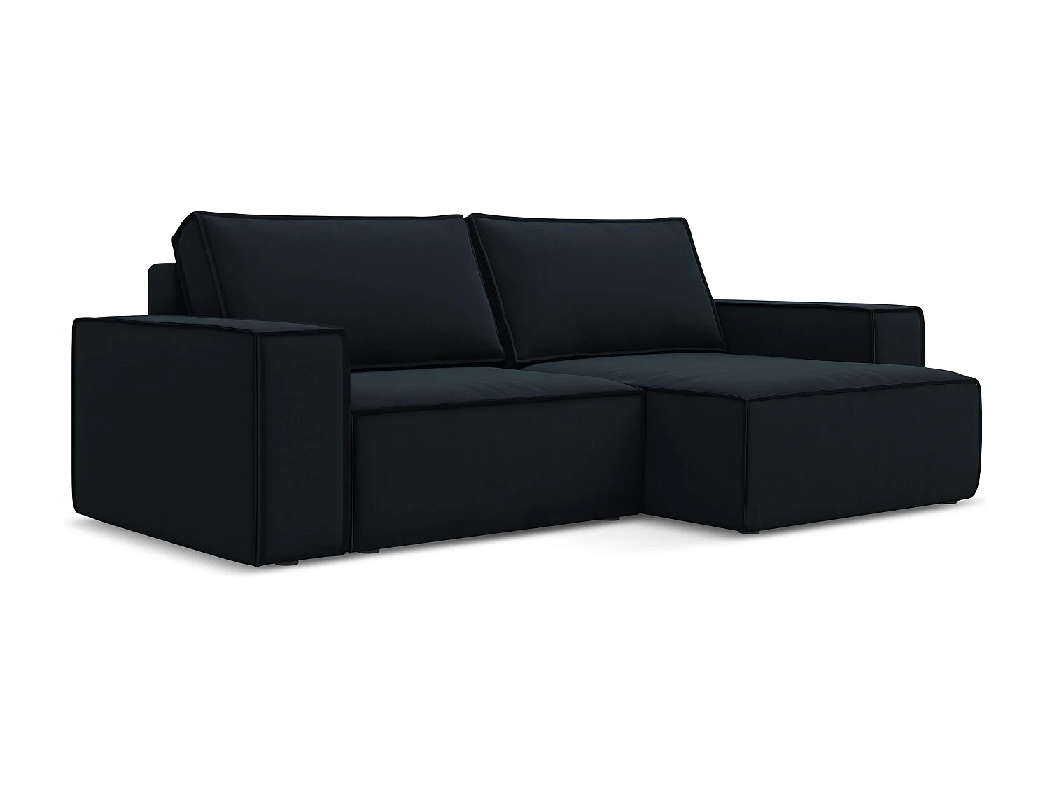 2-Sitzer Ecksofa mit Schlaffunktion - Ecke Rechts - Samt - Königsblau - KIMO